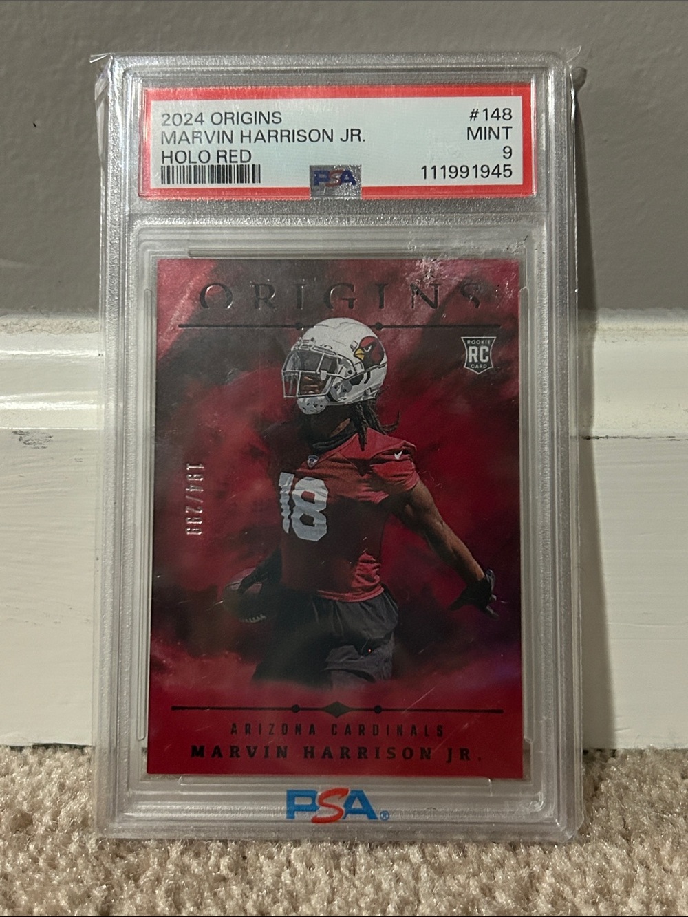 2024 Origins Rookie Marvin Harrison Jr. #148 Holo Red 194/299 Graded PSA 9 Card